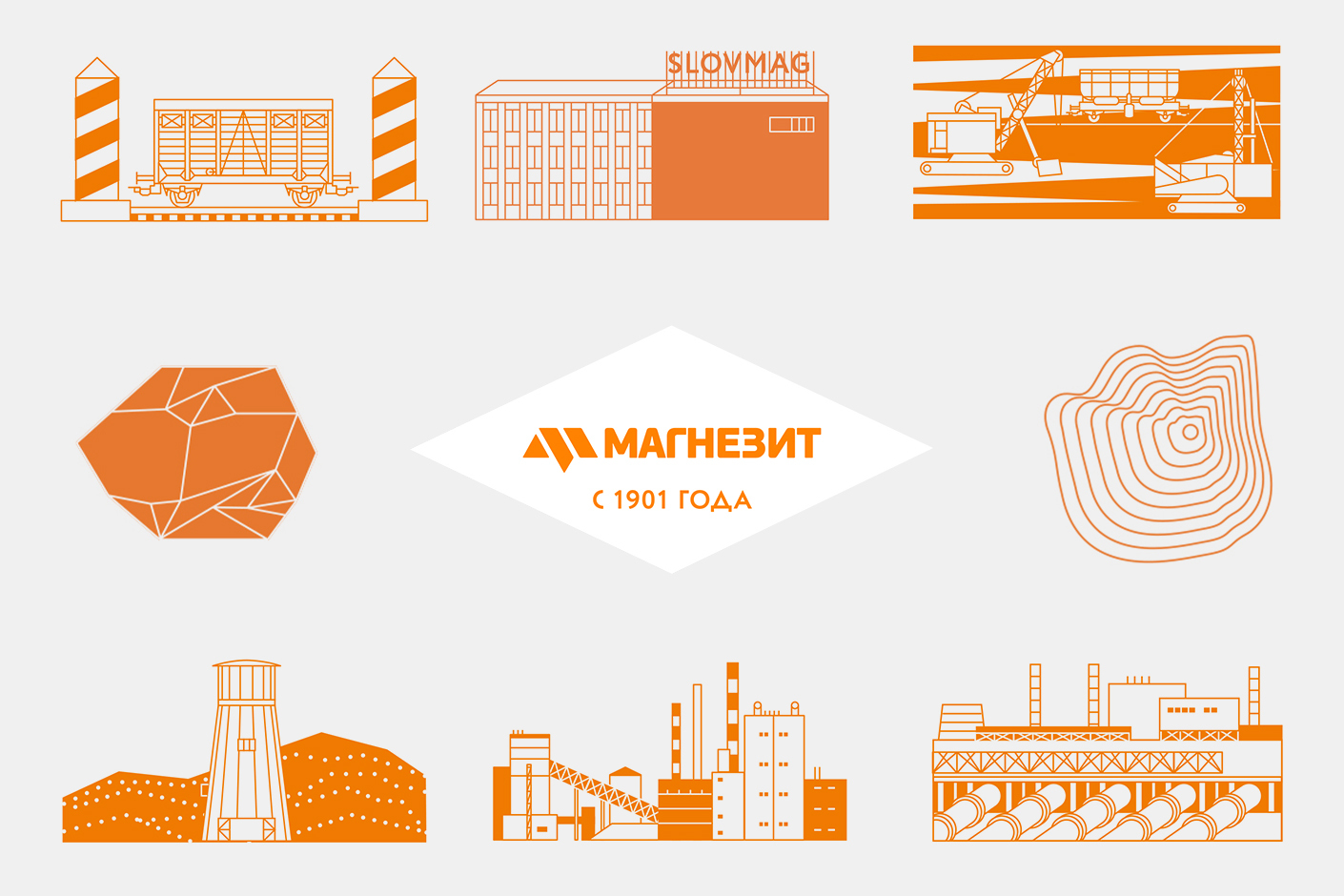 Корпоративные презентационные материалы к юбилею компании «Магнезит»