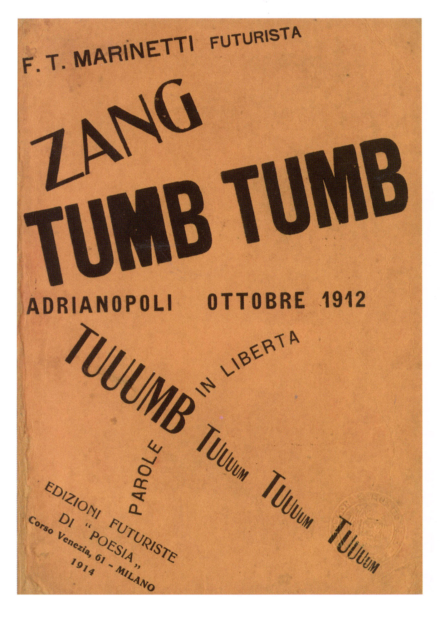 Ф. Т. Маринетти. Zang Tumb Tumb. Обложка (1914)