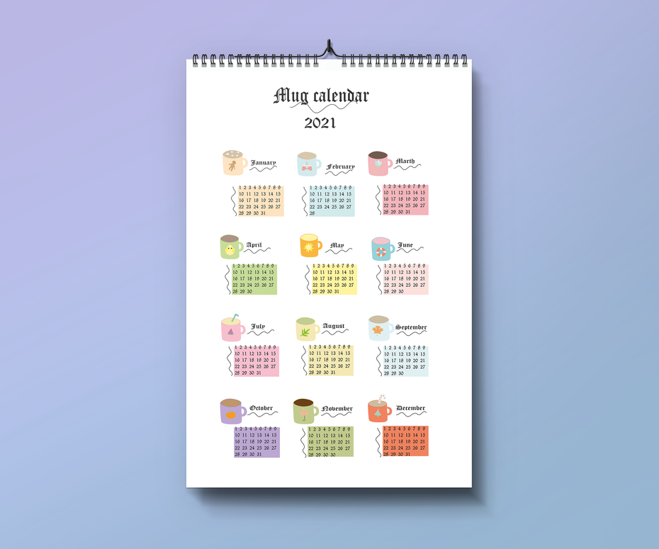 Календарь, созданный на курсе «Векторная иллюстрация в Adobe Illustrator». Весна 2021