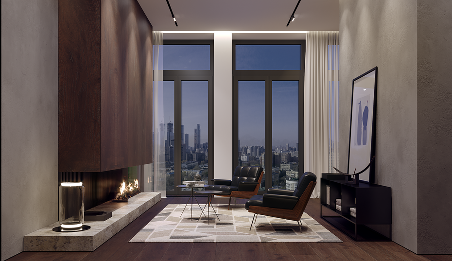 Дизайн-концепция интерьеров жилых апартаментов для премиального комплекса «Sky View»