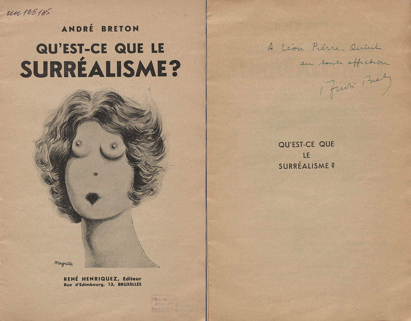 Книга Андре Бретона «Что такое сюрреализм?», иллюстрированная Рене Магриттом, 1934