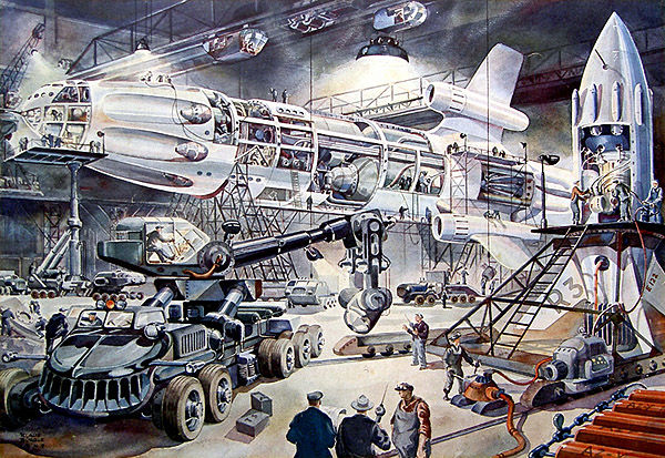 «Ракеты в сборочном ангаре», Клаус Бюргле, 1949