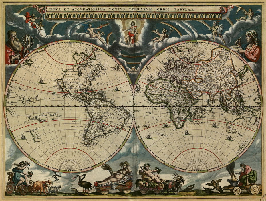 Карта мира Яна Блау. 1664