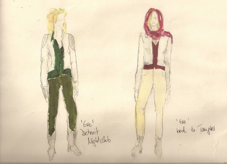 Эскиз Бины Бейгелер: одежда Евы для Танжера (справа) и Детройта