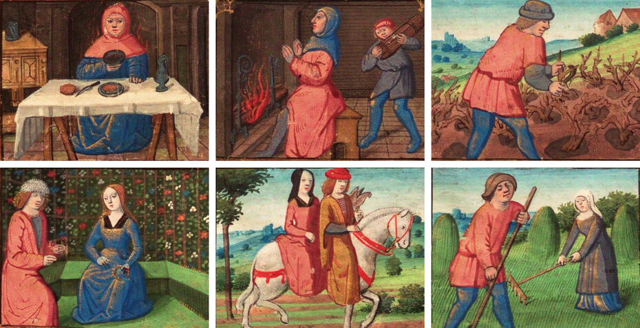 Январь, февраль, март, апрель, май, июнь. Посл. треть XV в. Пергамен. 22,0 × 16,5 см. РГБ, Москва