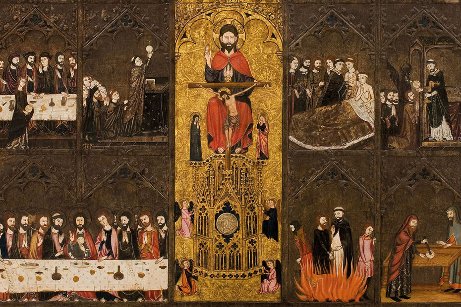 Ретабль Тела Христова. Ок. 1335–1345. 108,8 × 222 × 8,7. Национальный музей каталонского искусства, Барселона