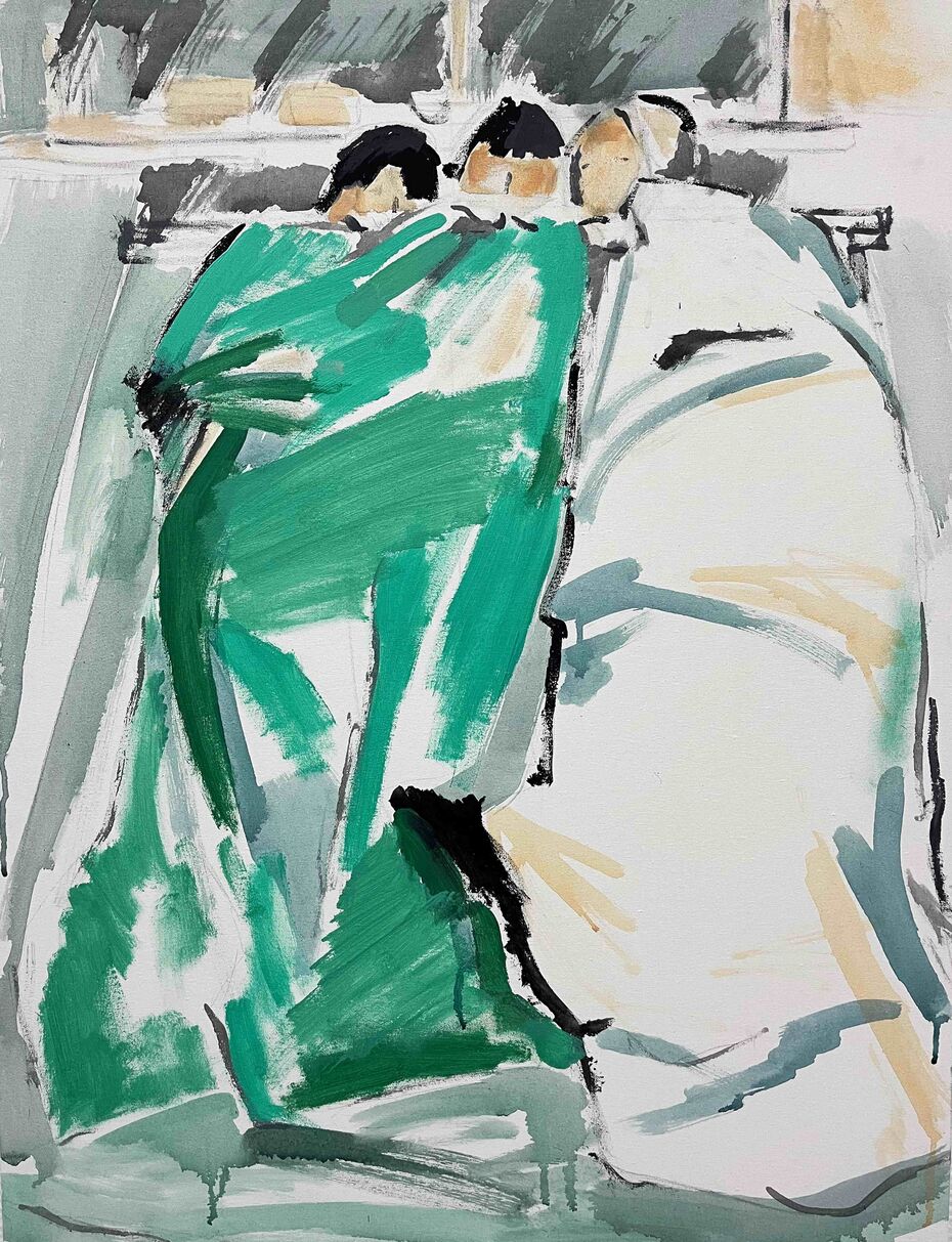 Одеяла, холст, акрил, 2023
