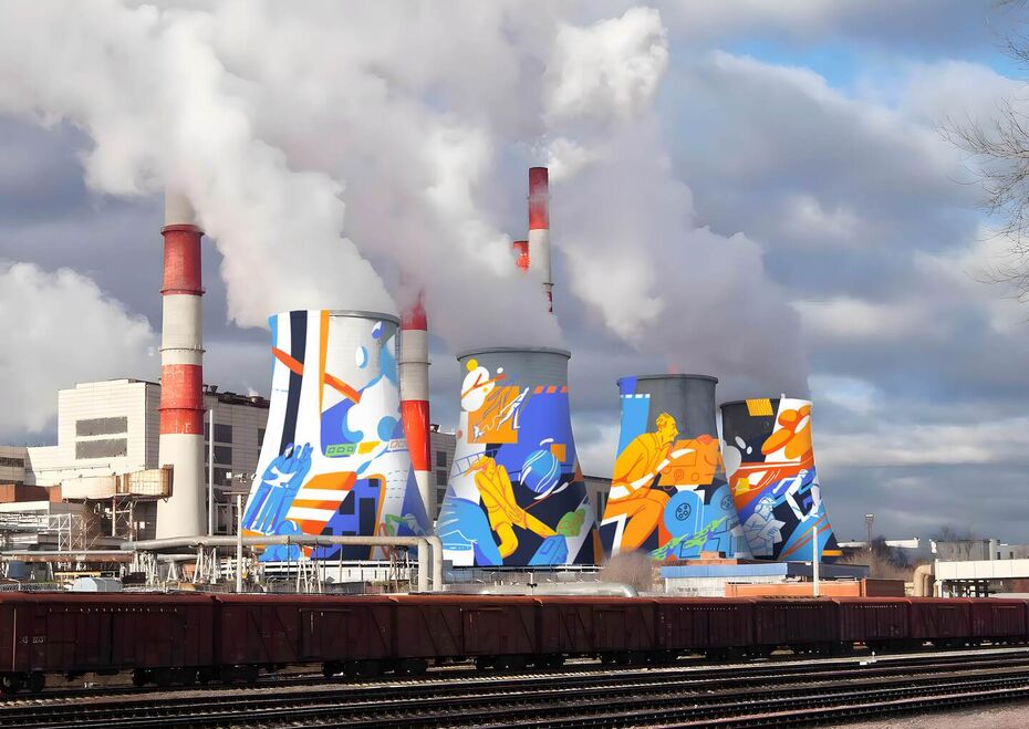 Катерина Киселева. Муралы для градирен ТЭЦ-20