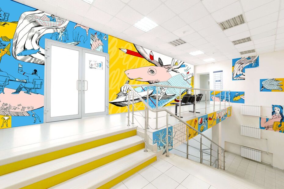 Александра Еремина. Суперграфика для колледжа в Салехарде